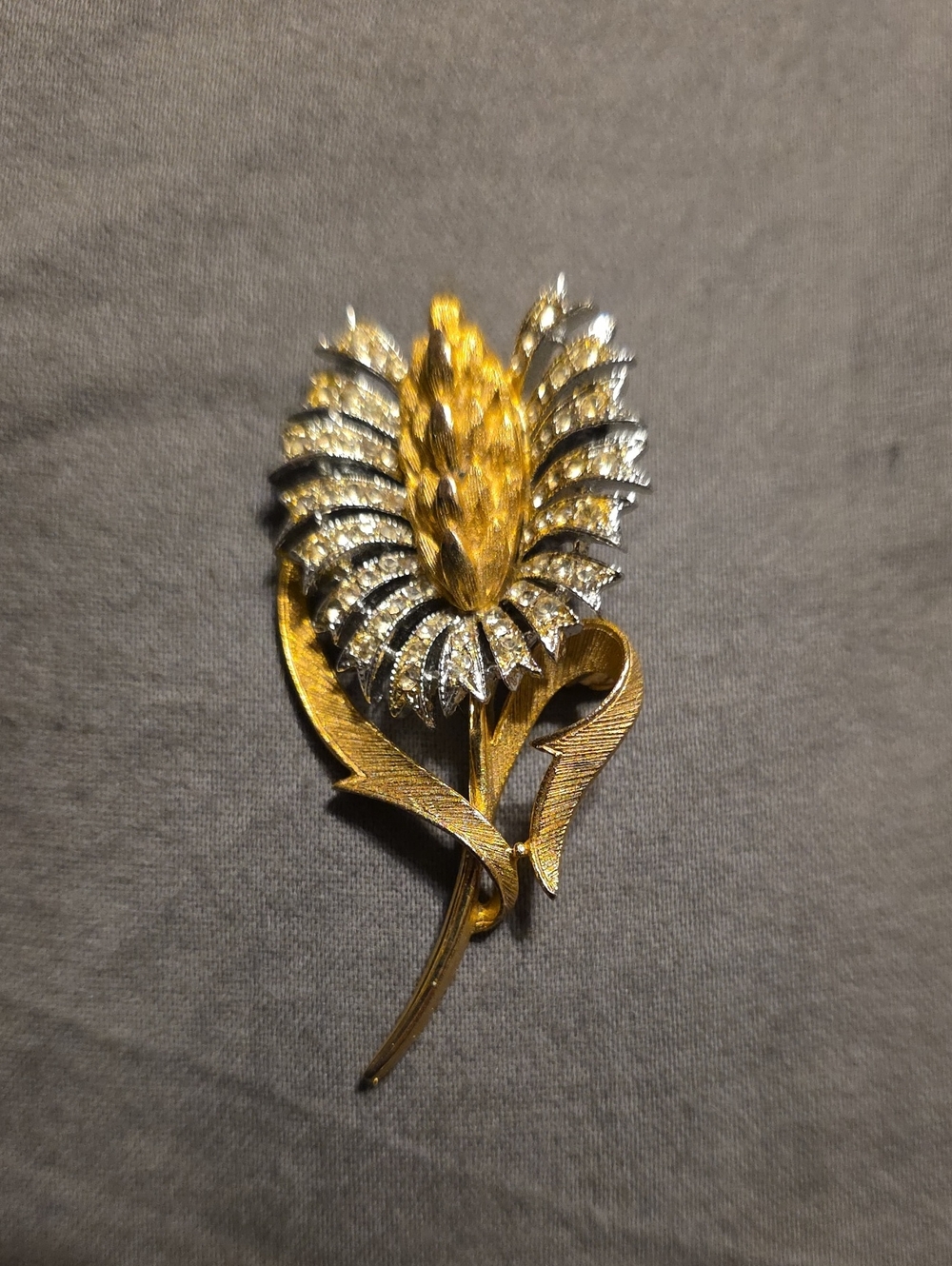 Vintage Gold and Silver Floral Statement Brooch - Elegant Women's Jewelry